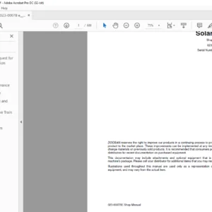 Daewoo Doosan Solar 225LL Excavator Log Loader Shop Manual - PDF DOWNLOAD