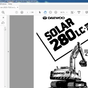 Daewoo Doosan Solar 280LC-III Excavator Shop Manual 2023-7101E-1 - PDF DOWNLOAD