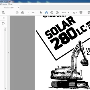 Daewoo Doosan Solar 280LC-III Excavator Shop Manual 2023-7101E-A - PDF DOWNLOAD
