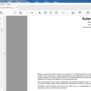 Daewoo Doosan Solar 300LL Excavator Log Loader Shop Manual  - PDF DOWNLOAD