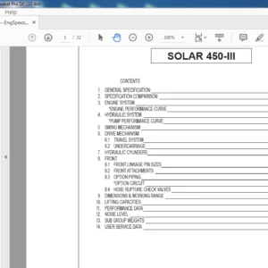 Daewoo Doosan Solar 450-III Engine Specsheet Manual - PDF DOWNLOAD