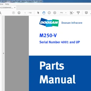 Daewoo Doosan Wheel Loader M250-V Parts Manual - PDF DOWNLOAD