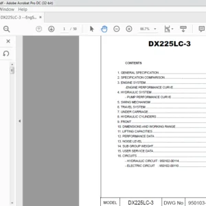 Doosan DX225LC-3 Engine Specsheet Manual - PDF DOWNLOAD