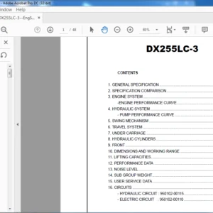 Doosan DX255LC-3 Engine Specsheet Manual - PDF DOWNLOAD