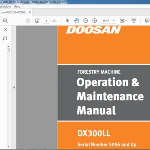 Doosan DX300LL Excavator Forestry Machine Operation & Maintenance Manual Sn5056 & Up - PDF DOWNLOAD