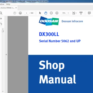Doosan DX300LL Excavator Shop Manual K1011789AE-1 - PDF DOWNLOAD