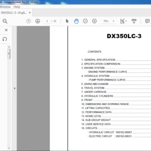 Doosan DX350LC-3 Engine Specsheet Manual - PDF DOWNLOAD