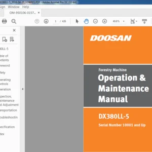 Doosan DX380LL-5 Excavator Forestry Machine Operation & Maintenance Manual - PDF DOWNLOAD
