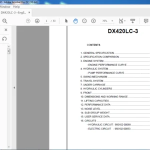 Doosan DX420LC-3 Engine Specsheet Manual - PDF DOWNLOAD