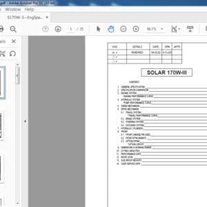 Doosan Solar 170W-III Engine Specsheet Manual - PDF DOWNLOAD