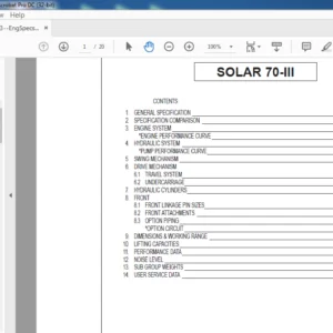 Doosan Solar 70-III Engine Specsheet Manual - PDF DOWNLOAD