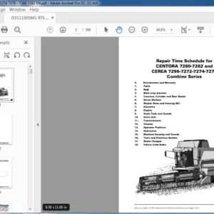 Massey Ferguson Centora 7280-7282 & Cerea 7256-7272-7274-7278 Series Repair Time Schedule Manual