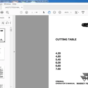 Massey Ferguson EU Harvesting 4.20 4.80 5.40 6.00 6.60 7.60 Cutting Table Operator's Manual