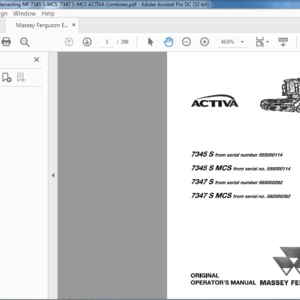 Massey Ferguson EU Harvesting 7345 S 7345 S MCS 7347 S 7347 S MCS ACTIVA Operator's Manual
