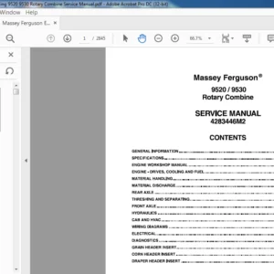 Massey Ferguson EU Harvesting 9520 9530 Rotary Combine Service Manual - PDF DOWNLOAD