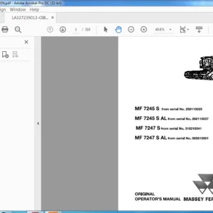 Massey Ferguson EU Harvesting MF7245S MF7245S AL MF7247S MF7247S AL Operator's Manual - PDF DOWNLOAD