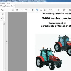 Massey Ferguson EU Tractor 5400 Series 5410 5480 Version M5 Service Manual - PDF DOWNLOAD