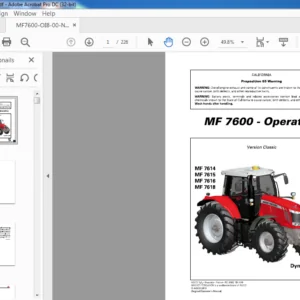 Massey Ferguson EU Tractor 7600 Series 7614 7615 7616 7618 Dyna-4 Dyna-6 Operator's Manual - DOWNLOAD