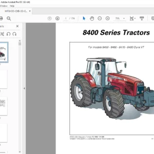 Massey Ferguson EU Tractor 8400 Series 8450 8460 8470 8480 Dyna-VT Operator Instruction Manual - PDF DOWNLOAD