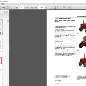 Massey Ferguson EU Tractor MF 400Xtra Series MF 425 435 440 445 455e 435 c Operation Manual - PDF