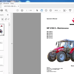 Massey Ferguson EU Tractor MF 5700 S Series 5709 5710 5711 5712 5713 S Dyna-4 Dyna-6 Operator Manual