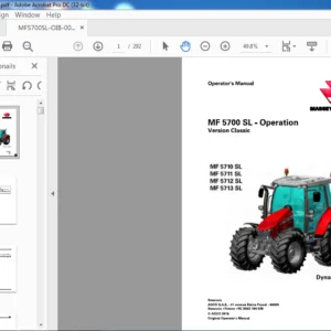 Massey Ferguson EU Tractor MF 5700 SL Series 5710 5711 5712 5713 SL Dyna-4 Dyna-6 Operator's Manual