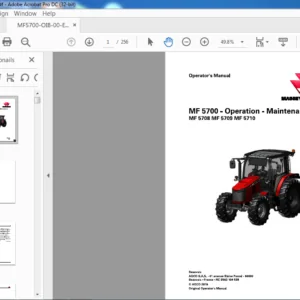 Massey Ferguson EU Tractor MF 5700 Series MF5708 MF5709 MF5710 Operator's Manual - PDF DOWNLOAD