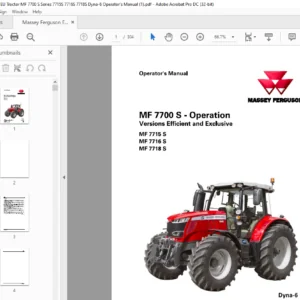 Massey Ferguson EU Tractor MF 7700 S Series 7715S 7716S 7718S Dyna-6 Operator's Manual