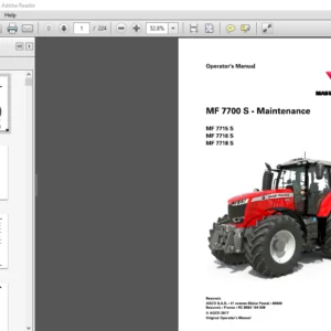 Massey Ferguson EU Tractor MF 7700 S Series MF 7715 S MF 7716 S MF 7718 S Operator's Manual  - PDF DOWNLOAD
