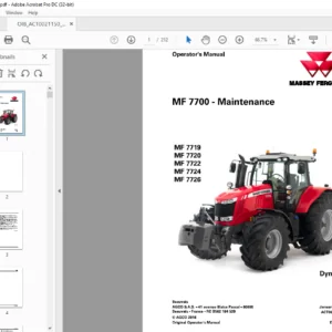Massey Ferguson EU Tractor MF 7700 Series 7719 7720 7722 7724 7726 Dyna-VT Operator's Manual - PDF