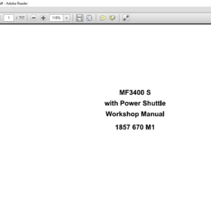 Massey Ferguson EU Tractor MF3400 S With Power Shuttle Workshop Manual - PDF DOWNLOAD
