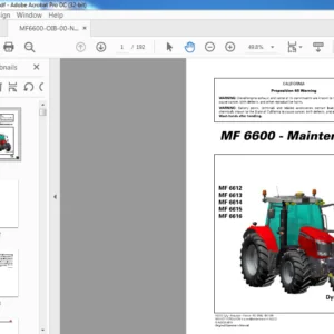 Massey Ferguson EU Tractor MF6600 Series MF 6612 6613 6614 6615 6616 Dyna-4 Dyna-6 Operator's Manual