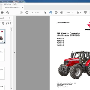 Massey Ferguson EU Tractor MF6700 S Series 6713S 6714S 6715S 6716S 6718S Dyna-6 Operator's Manual