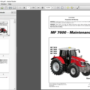 Massey Ferguson EU Tractor MF7600 Series 7619 7620 7622 7624 Dyna-VT Operator's Manual  PDF DOWNLOAD