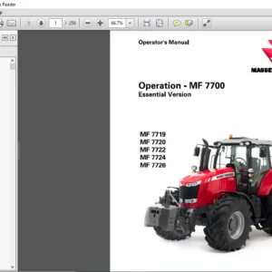 Massey Ferguson EU Tractor MF7700 Series 7719 7720 7722 7724 7726 Dyna-6 Essential Operator's Manual - PDF DOWNLOAD