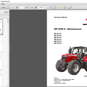 Massey Ferguson MF 6700 S Series 6712S 6713S 6714S 6715S 6716S 6718S Dyna-4 Dyna-6 Operator's Manual