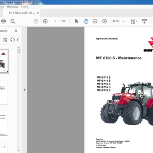 Massey Ferguson MF 6700 S Series 6713S 6714S 6715S 6716S 6718S Dyna-VT Operator's Manual