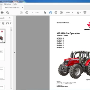 Massey Ferguson MF 6700S Series 6712S 6713S 6714S 6715S 6716S 6718S Dyna-4 Dyna-6 Operator's Manual