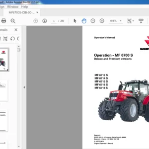 Massey Ferguson MF 6700S Series 6713S 6714S 6715S 6716S 6718S Dyna-VT Deluxe Premium Operator Manual