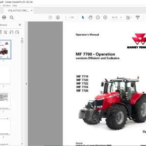 Massey Ferguson MF 7700 Operation Series 7719 7720 7722 7724 7726 Dyna-6 Operator's Manual - PDF