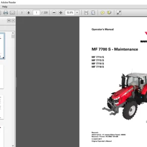 Massey Ferguson MF 7700 S Series 7714S 7715S 7716S 7718S Dyna-4 Dyna-6 Operator's Manual