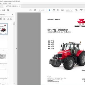 Massey Ferguson MF 7700 Series 7719 7720 7722 7724 7726 Dyna-VT Operator's Manual - PDF DOWNLOAD