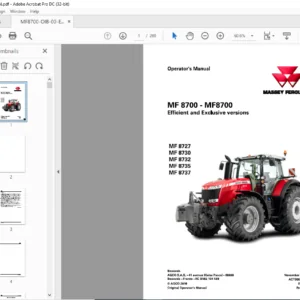 Massey Ferguson MF 8700 - MF8700 Series 8727 8730 8732 8735 8737 Dyna-VT Operator's Manual - DOWNLOAD
