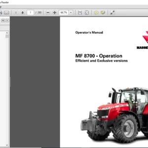 Massey Ferguson MF 8700 Series Efficient & Exclusive Versions Operator's Manual - PDF DOWNLOAD