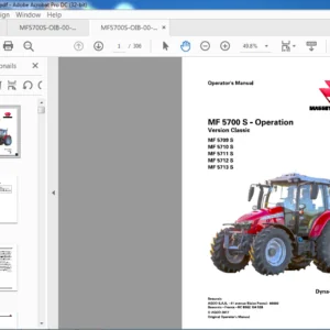 Massey Ferguson MF5700S Series MF 5709S 5710S 5711S 5712S 5713S Dyna-4 Dyna-6 Operator's Manual