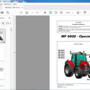 Massey Ferguson MF6600 Series MF 6612 6613 6614 6615 6616 Classic Dyna-4 Dyna-6 Operator's Manual