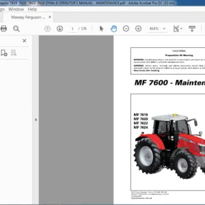 Massey Ferguson NA Tractor MF 7600 Series 7619 7620 7622 7624 Dyna-6 Operator Manual