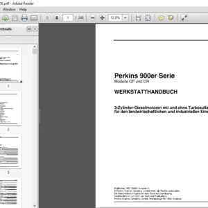 Massey Ferguson Perkins EU Tractor Perkins 900er Serie Madelle CP und CR WERKSTATTHANDBUCH - PDF