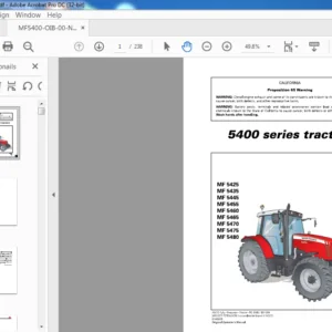 Massey Ferguson Tractor 5400 Series 5425 5435 5445 5455 5460 5465 5470 5475 5480 Operator's Manual