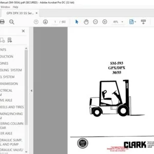 CLARK FORKLIFT SM-593 GPXDPX 3055 SERVICE MANUAL